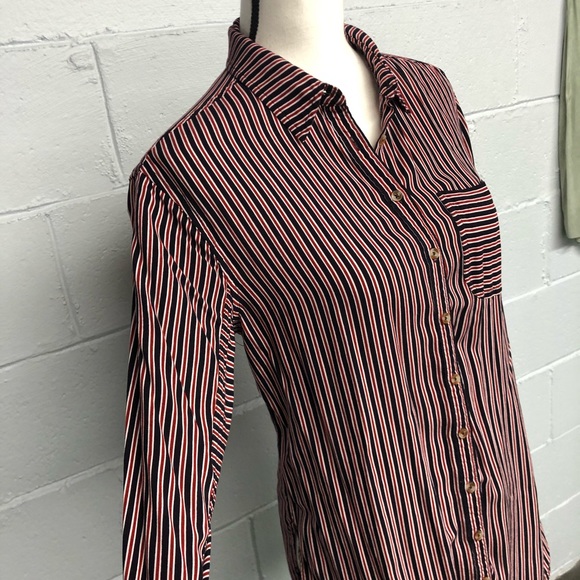 Anthropologie ☀️ Maeve Poplin Striped Button Down - Picture 6 of 11